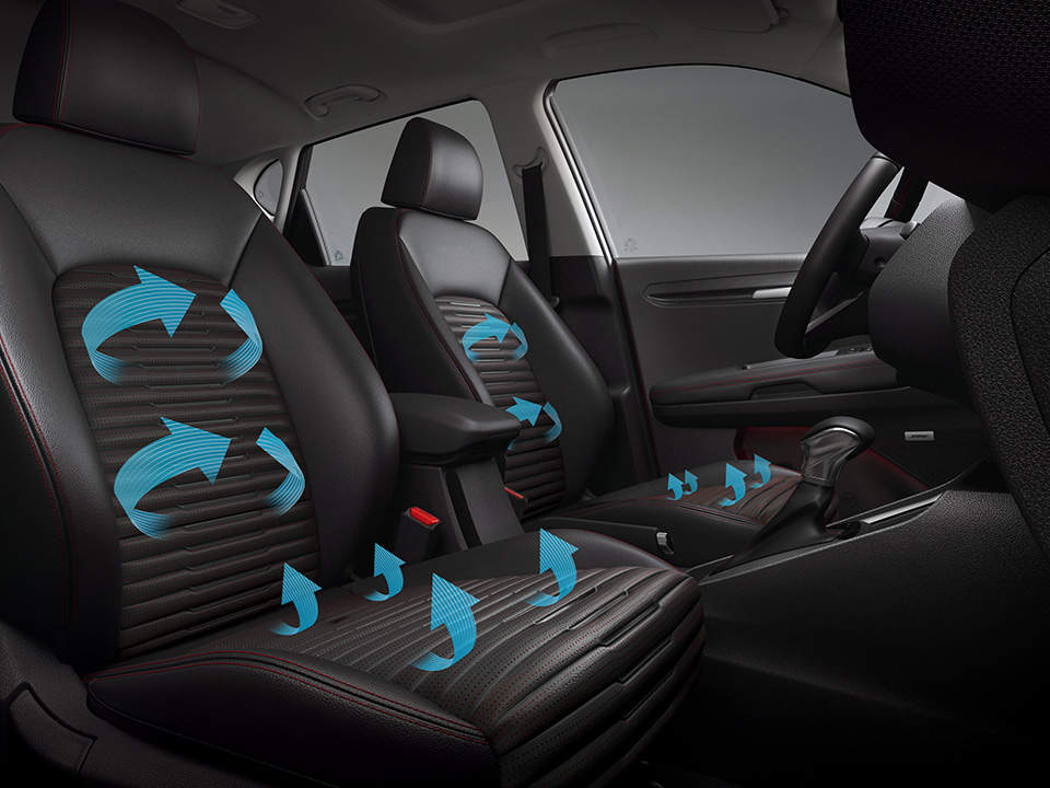 Air ventilated front seats